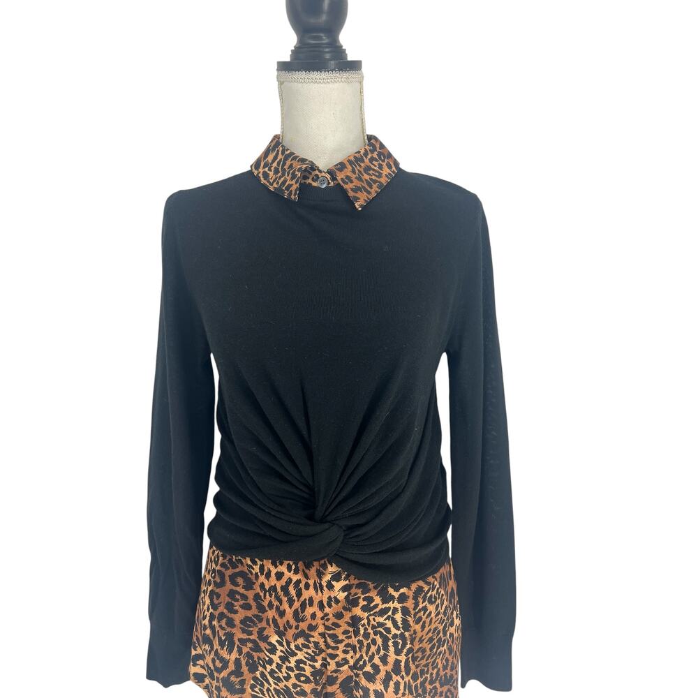 Veronica Beard Phebe Mixed Media Merino Wool Top Black XS‎ - Picture 6 of 11